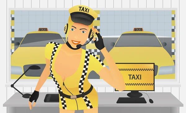 Despachador de Taxi en la Oficina — Vector de stock