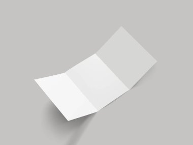 Üç katlı A4 Flyer Mockup. Boş Broşür Şablonu - A4 Kağıt Broşür, Broşür, Broşür veya Broşür Tasarım Şablonu Gri Arkaplanda Yazılı Sunum vektörü