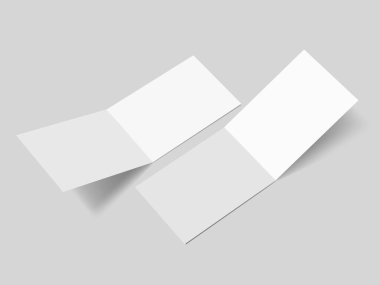 Mockup vektör illüstrasyonu için çift katlı broşür kartpostalı
