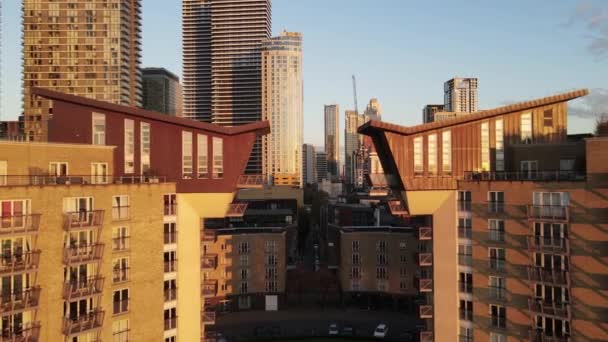 Éclairage Des Immeubles Appartements Luxe Rive Tamise Pendant Coucher Soleil — Video