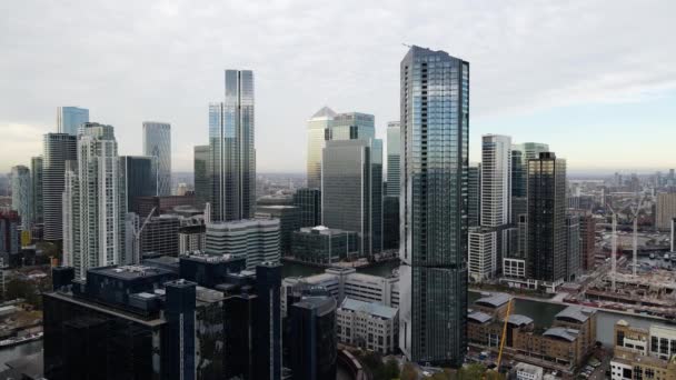 Avrupa Dan Ayrıldıktan Sonra Londra Daki Canary Wharf Skyline Havadan — Stok video