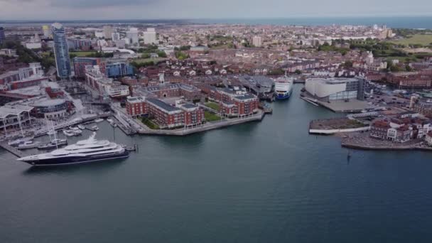 Gündüz Vakti Ngiltere Eski Portsmouth Hava Görüntüsü Atışı — Stok video