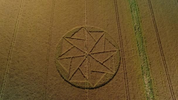 Mystérieux Crop Circle Abaissement Aérien Inclinaison Vers Haut Vue Stanton — Video