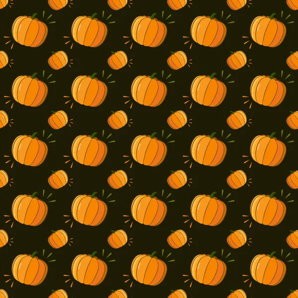 Seamless Background Vector Pumpkin Autumn Pattern — Stock Vector