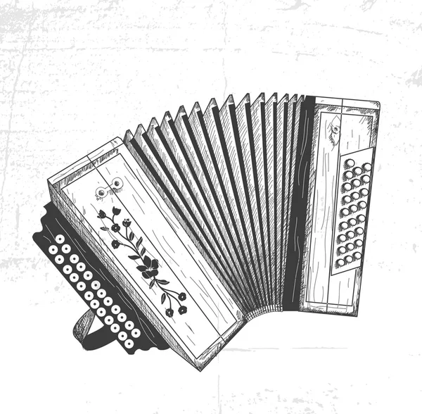 Accordéon dessiné à la main — Image vectorielle