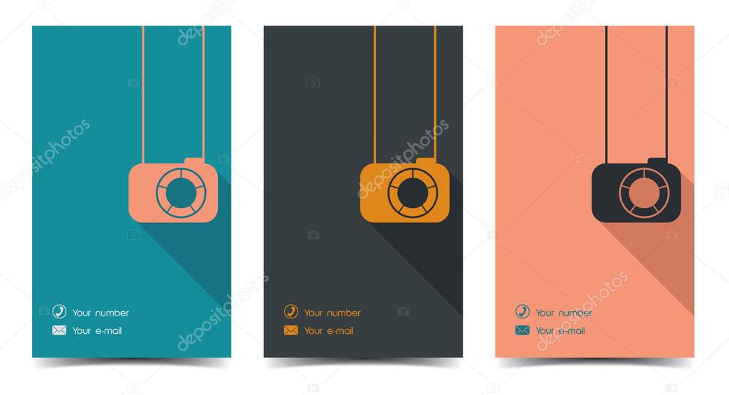 Photographer business card in a flat style.