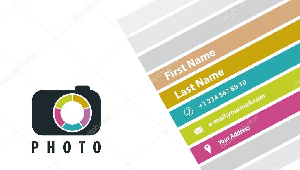 Photographer business card in a flat style.