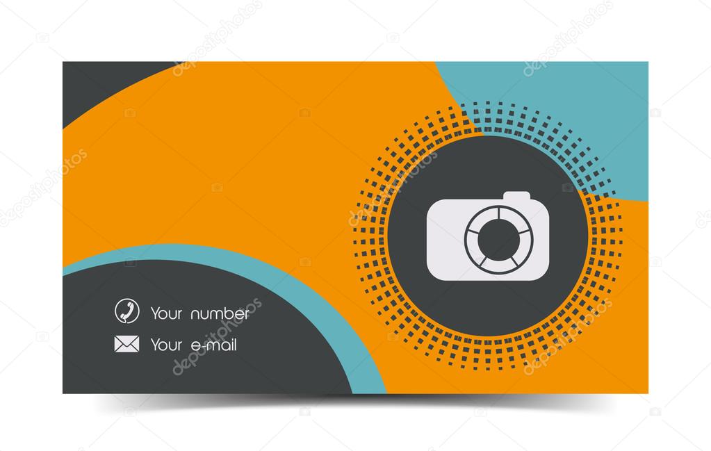 Photographer business card in a flat style.