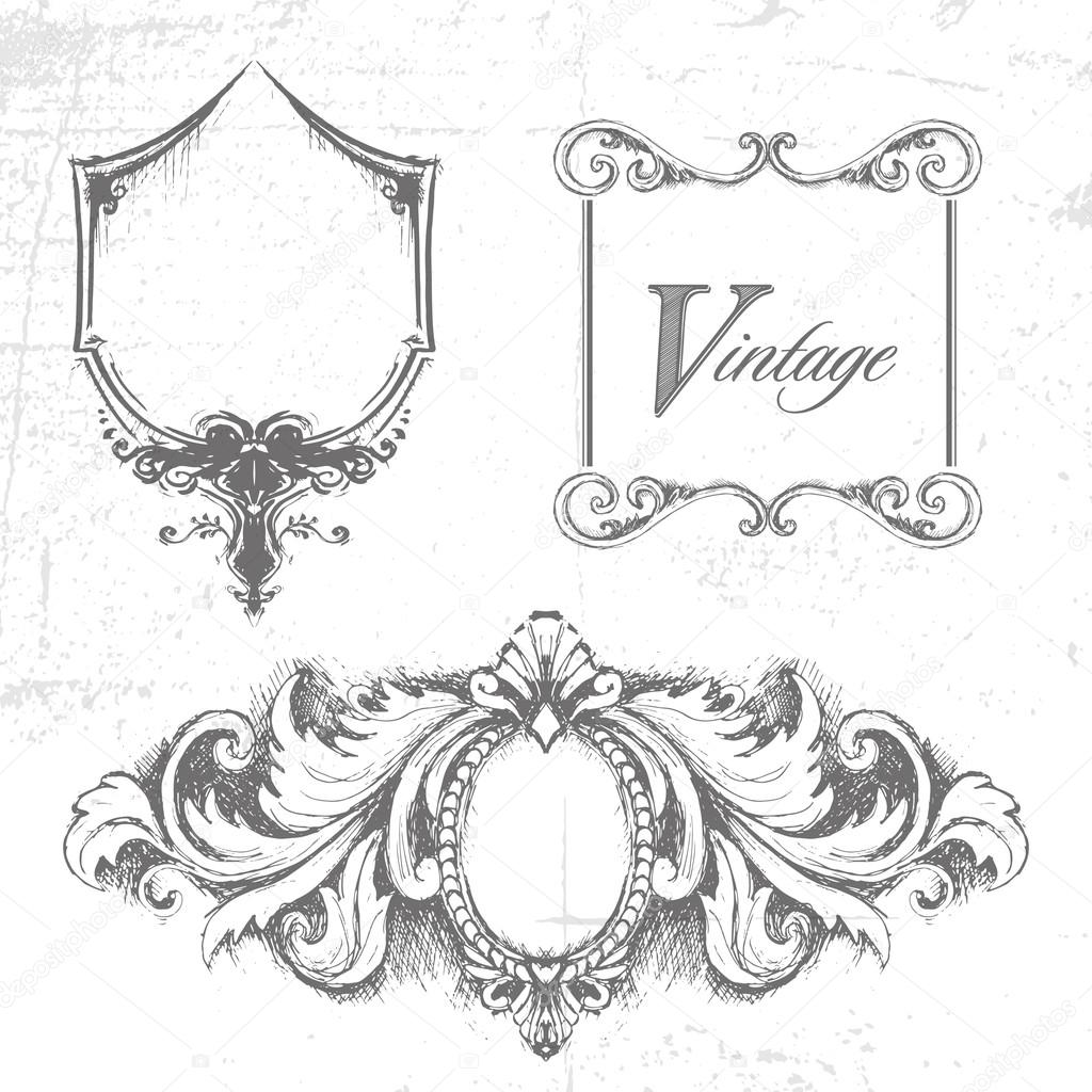 Vector set of design elements. Handmade