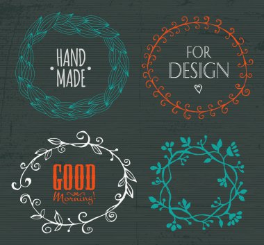 Doodle Frames and design elements. Handmade