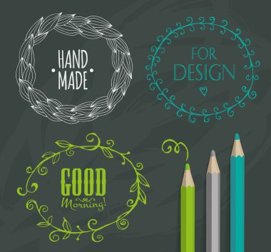 Doodle Frames and design elements. Handmade