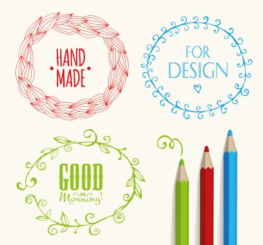 Doodle Frames and design elements. Handmade