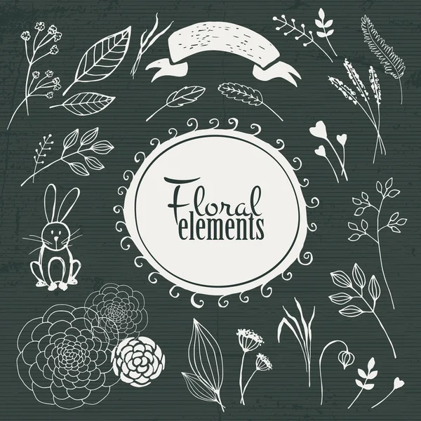 Vector elements. Handmade floral icons