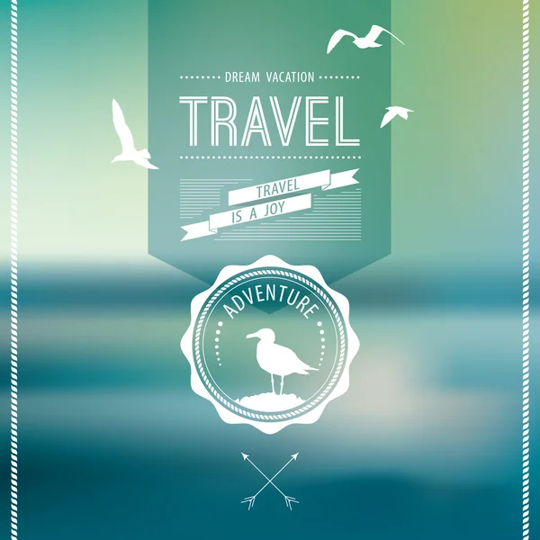 Vector blure landscape. Sea view. Retro label design. Retro backdrop. Blur. Maritime. Landscape. Travel design label. — Stok Vektör