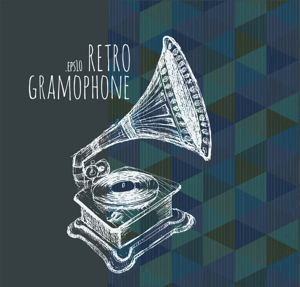 Retro gramophone performed in vintage style. — Wektor stockowy