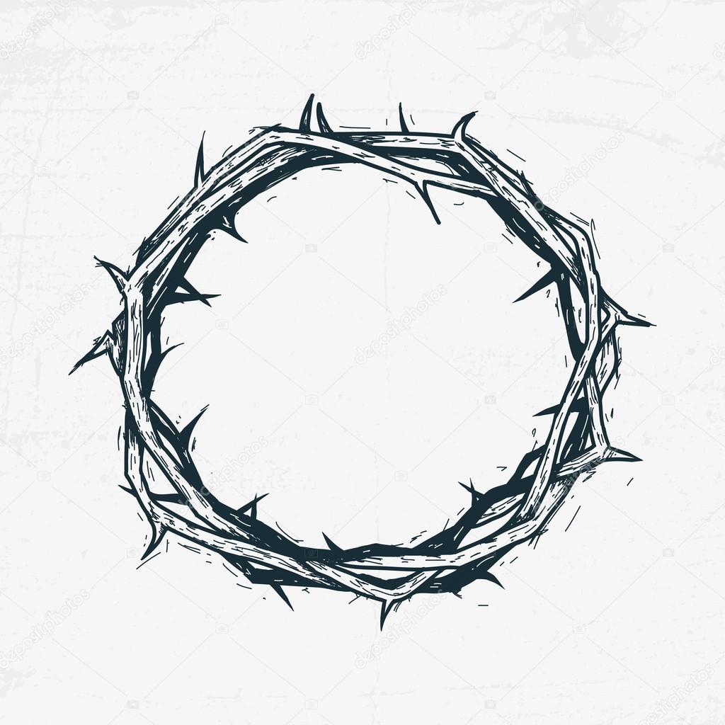 Crown of thorns Jesus Christ. Sketch, handmade
