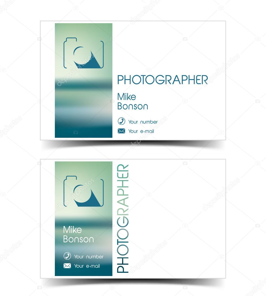 Photographer business card in a flat style.