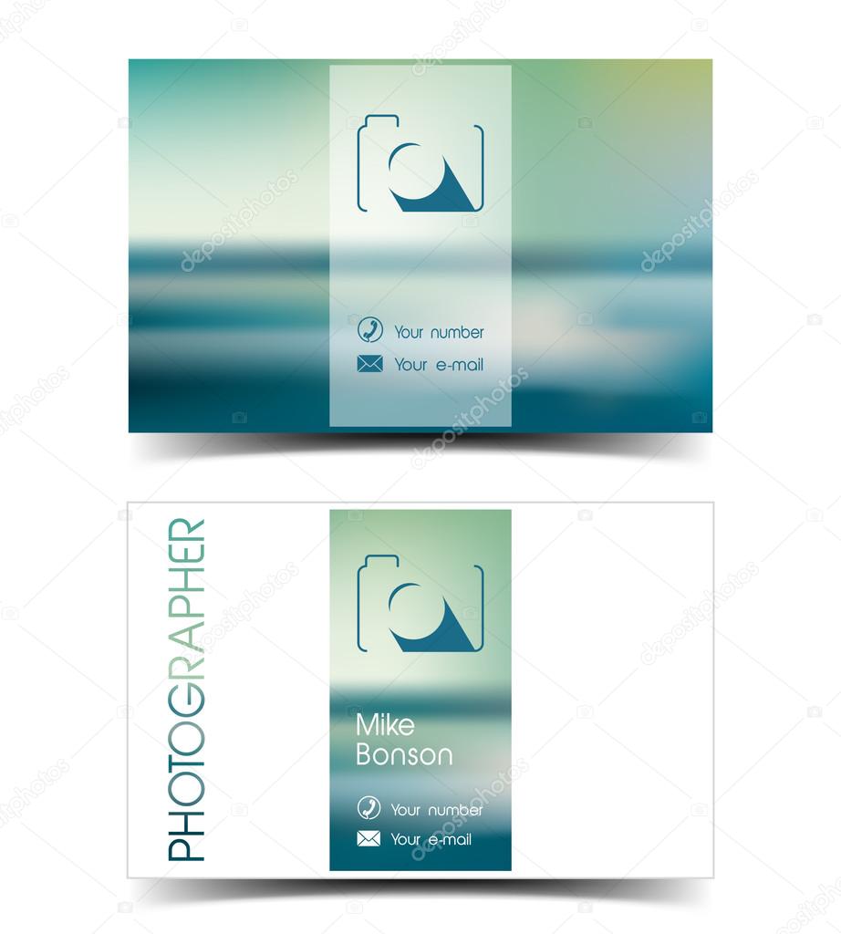 Photographer business card in a flat style.