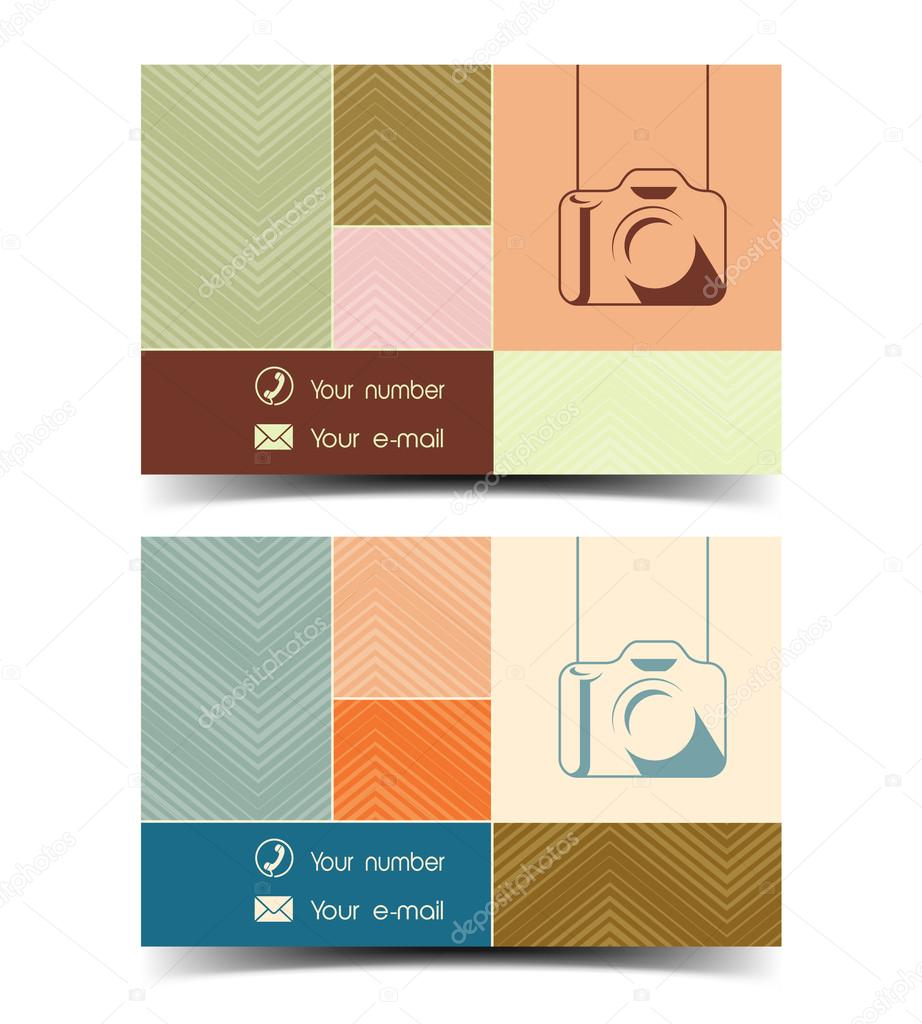 Photographer business card in a flat style.