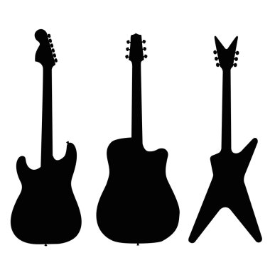 Gitar illüstrasyon silhouettte seti