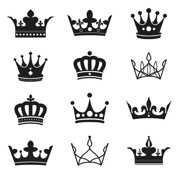 Ensemble de silhouette couronne — Image vectorielle