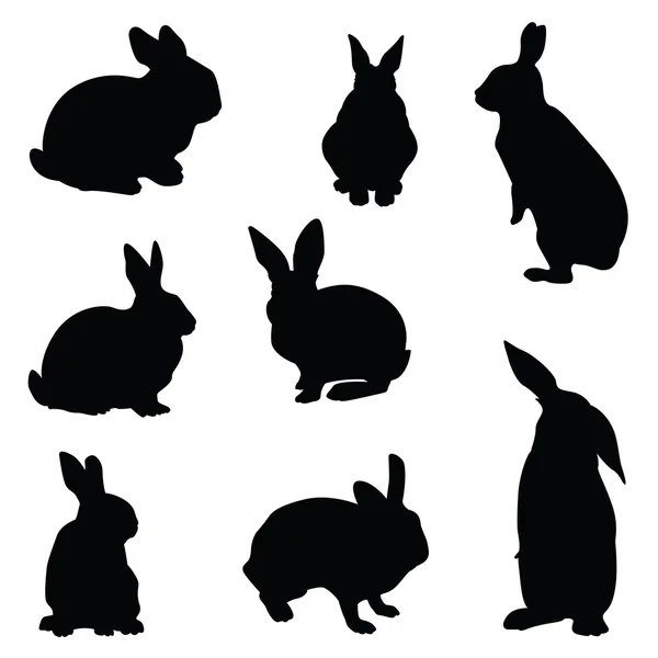 Conjunto de ilustración de silueta de conejo — Vector de stock