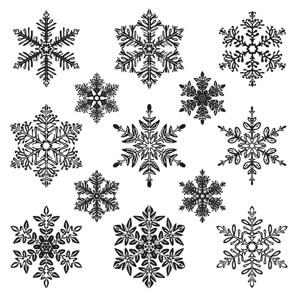 Snöflinga illustration set — Stock vektor