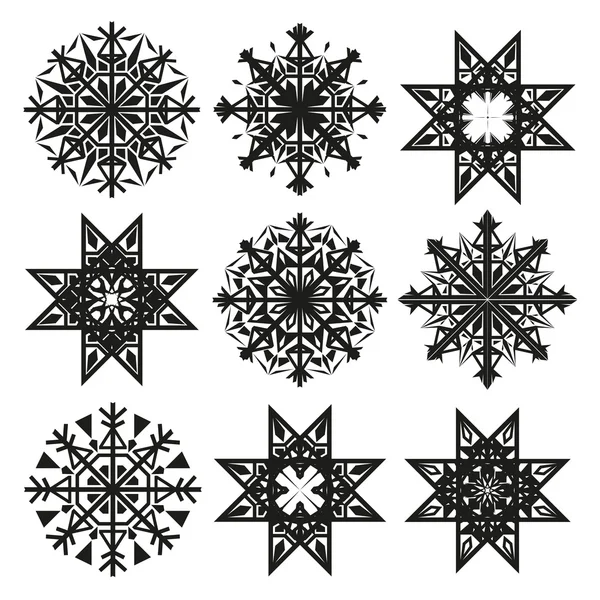Геометрические рождественские снежинки — стоковый вектор