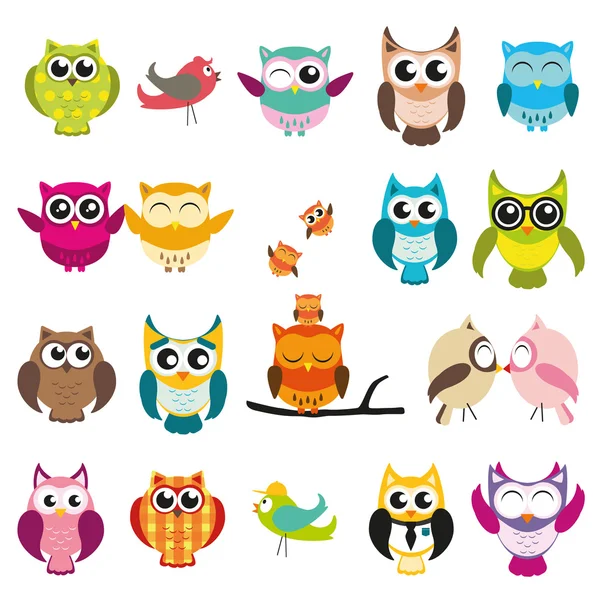 Owl illustration set — Stock Vector