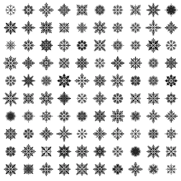 100 copos de nieve de vector — Archivo Imágenes Vectoriales