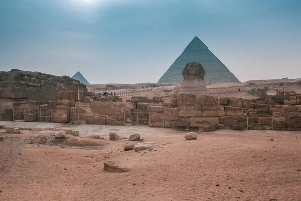 Giza Piramit Kompleksi Ayrıca Giza Necropolis Olarak Bilinir Mısır Başkenti — Stok fotoğraf