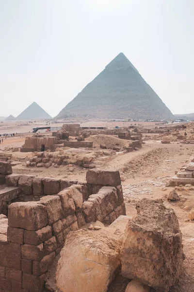 Giza Piramit Kompleksi Ayrıca Giza Necropolis Olarak Bilinir Mısır Başkenti — Stok fotoğraf