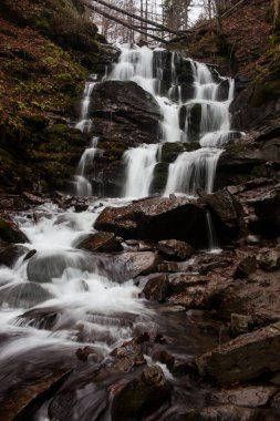Karpat Dağları 'ndaki Sonbahar Ormanı' ndaki nehir. 