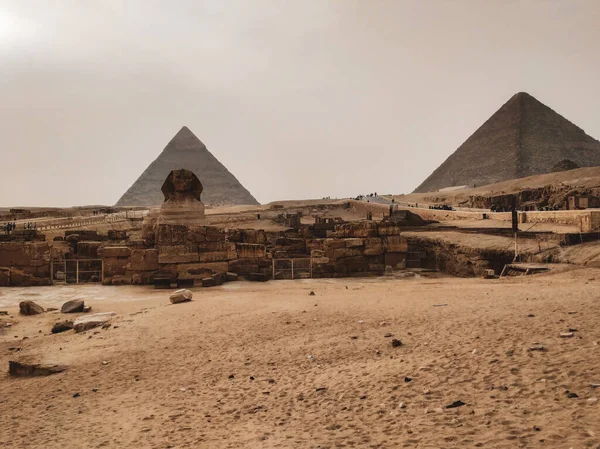 Giza Piramit Kompleksi Ayrıca Giza Necropolis Olarak Bilinir Mısır Başkenti — Stok fotoğraf