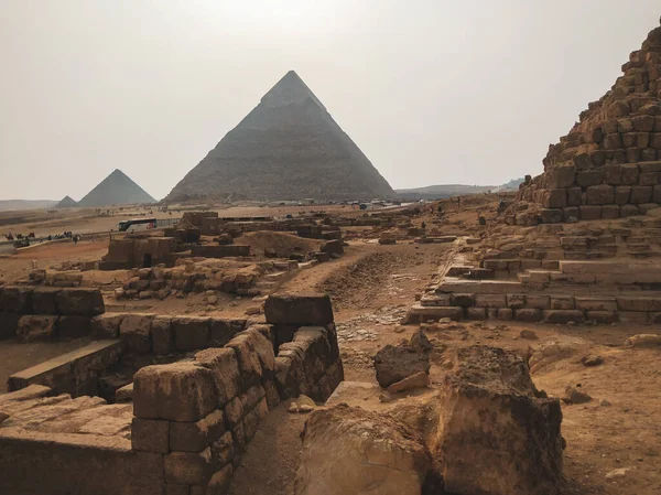 Giza Piramit Kompleksi Ayrıca Giza Necropolis Olarak Bilinir Mısır Başkenti — Stok fotoğraf