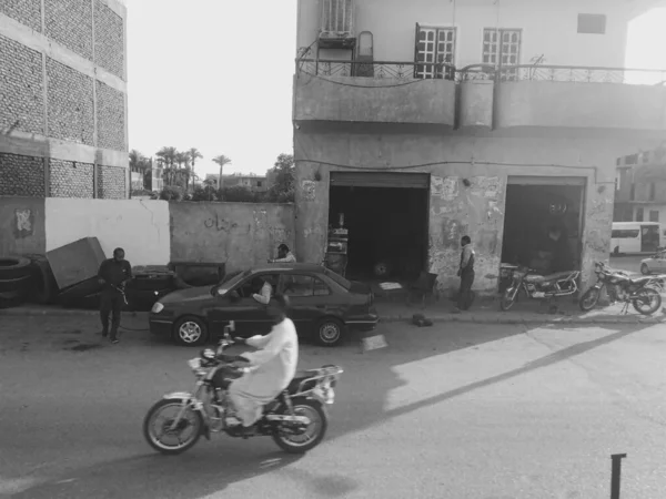 Black White Photo Street Egypt — Stock Photo, Image