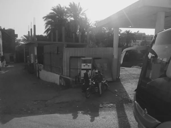 흑백으로 이집트 마을의 — 스톡 사진
