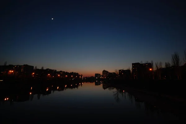 Ночной Вид Город Украина — стоковое фото