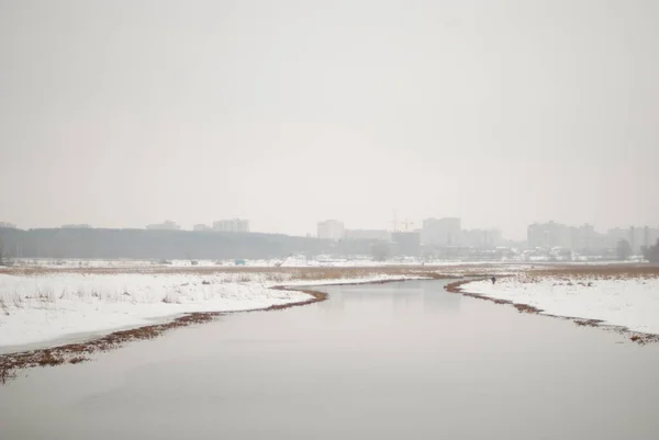 Bel Colpo Lago Nel Parco Invernale — Foto Stock