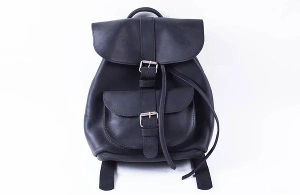 Leather Backpack Isolated White Background — Stock Photo, Image