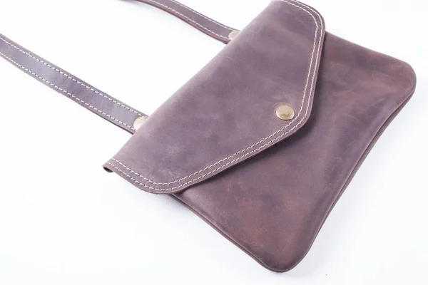 Leather Bag Isolated White Background — Stock Photo, Image