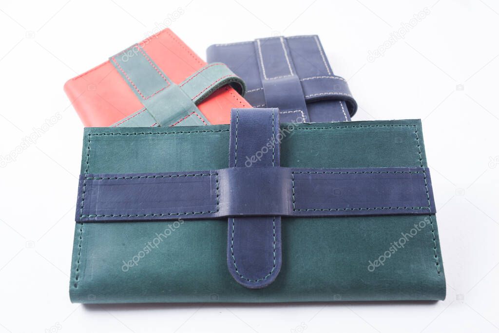 leather wallets isolated on white background