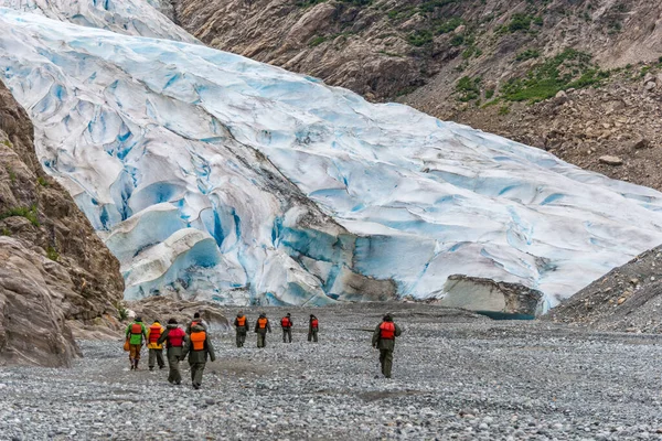 Caminhadas Para Davidson Glacier Pacote Gelo Alaska — Fotografia de Stock