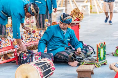 Geleneksel Balili Müzisyenler. GWK, Bali / Endonezya - 10 / 30 / 2018