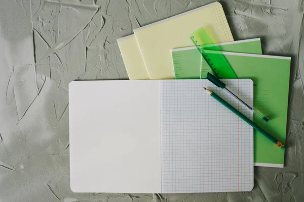 Masada kalem ve cetvel ile okul defterini ve kalemini açtım.