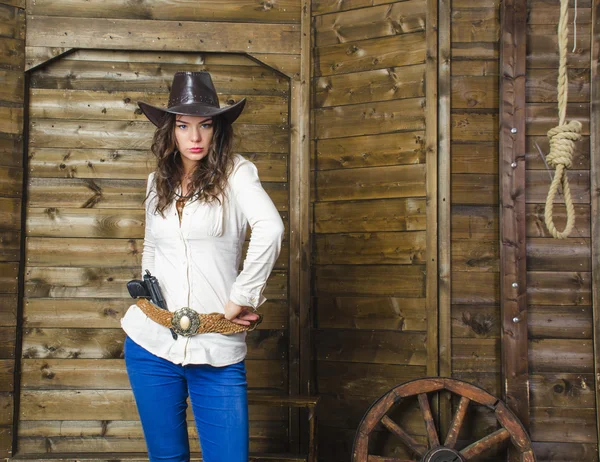 Girl in a cowboy hat — 图库照片