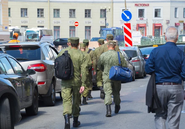 Russie Saint-Pétersbourg Juillet 2016 les soldats sont dans la ville — Photo