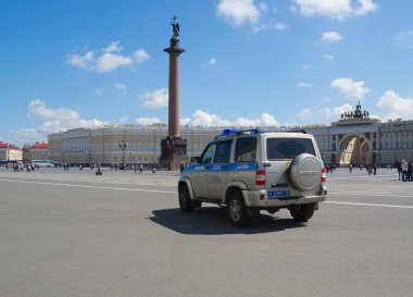 Rusya, St. Petersburg Temmuz 2016 Saray kare araba polis