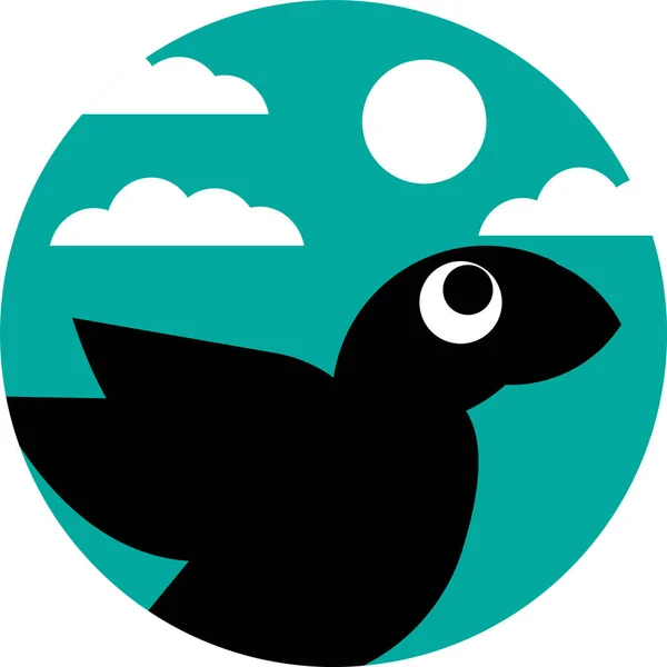 Illustration Vectorielle Oiseau Noir Avec Des Nuages Blancs Sur Simple — Image vectorielle