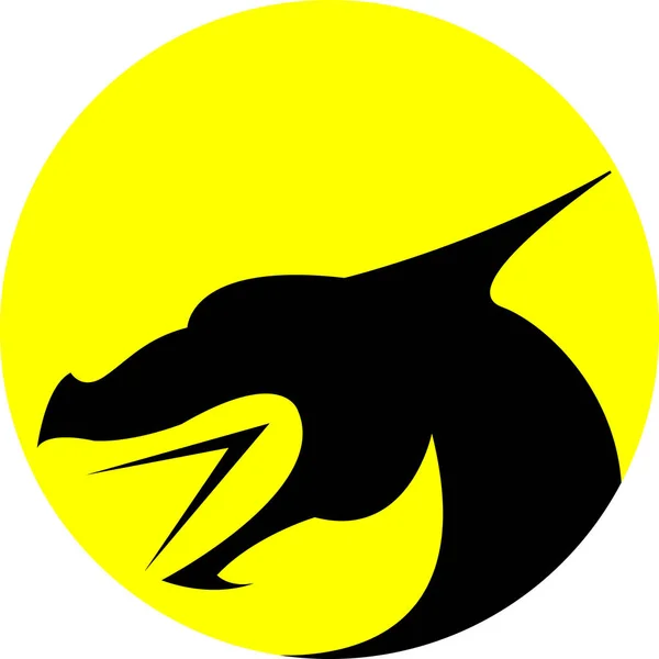 Imagem Dragão Preto Fundo Amarelo — Vetor de Stock